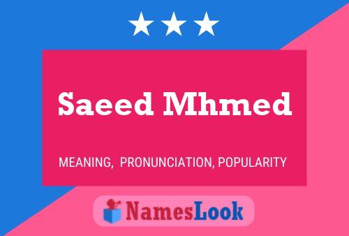 Saeed Mhmed Name Poster