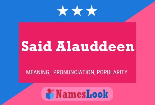 Said Alauddeen Name Poster