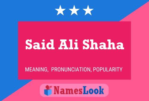 Said Ali Shaha Name Poster