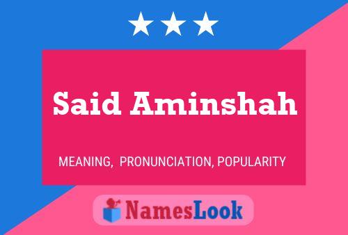 Said Aminshah Name Poster