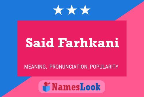 Said Farhkani Name Poster