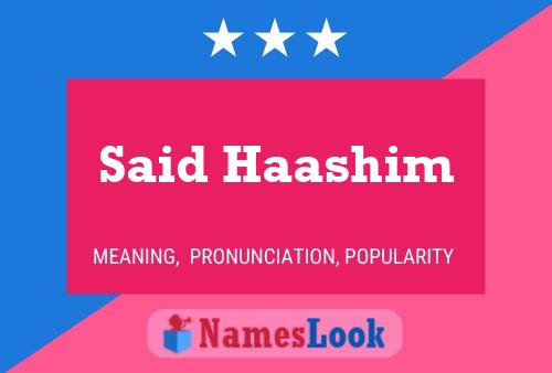 Said Haashim Name Poster