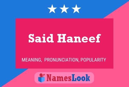 Said Haneef Name Poster