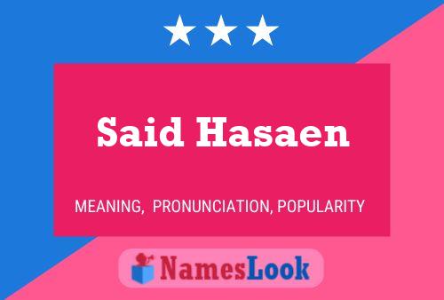 Said Hasaen Name Poster