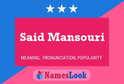 Said Mansouri Name Poster