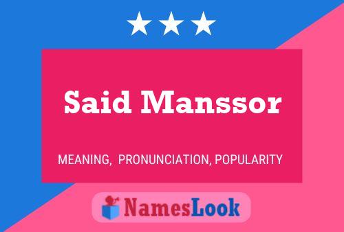 Said Manssor Name Poster