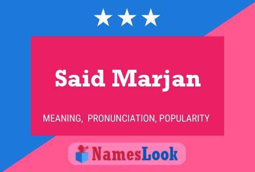 Said Marjan Name Poster