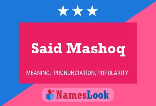 Said Mashoq Name Poster