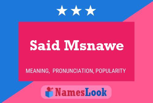 Said Msnawe Name Poster