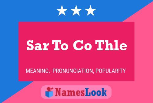 Sar To Co Thle Name Poster