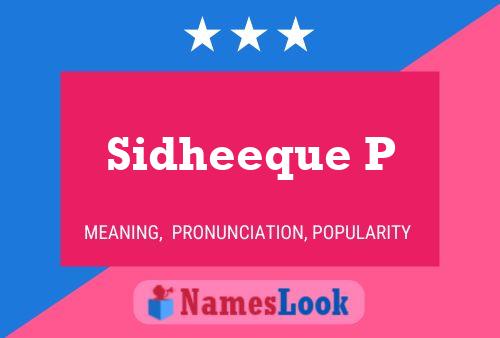 Sidheeque P Name Poster