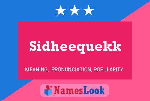 Sidheequekk Name Poster