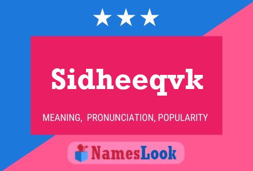 Sidheeqvk Name Poster