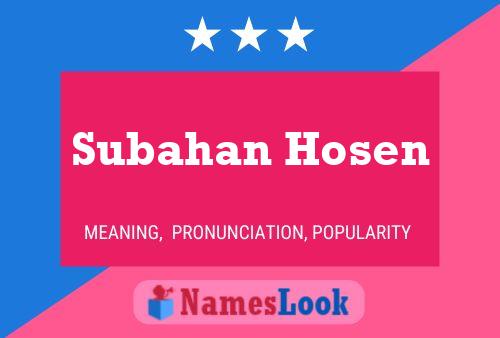 Subahan Hosen Name Poster