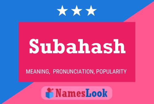 Subahash Name Poster