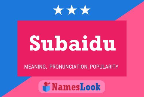 Subaidu Name Poster