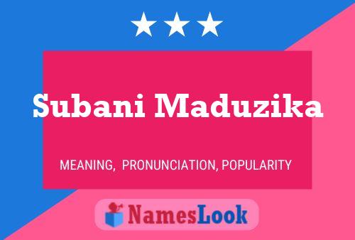 Subani Maduzika Name Poster