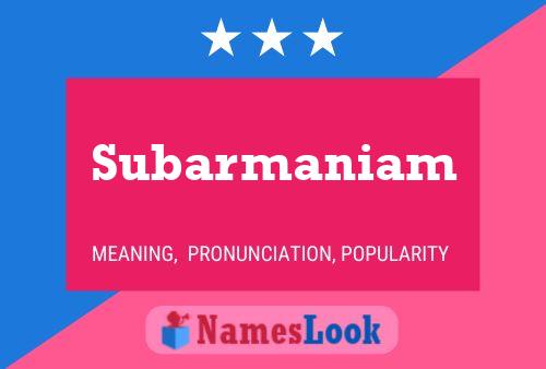 Subarmaniam Name Poster