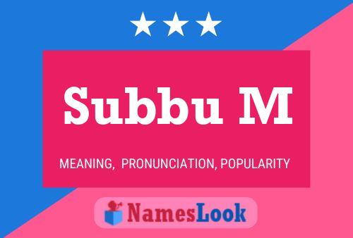 Subbu M Name Poster