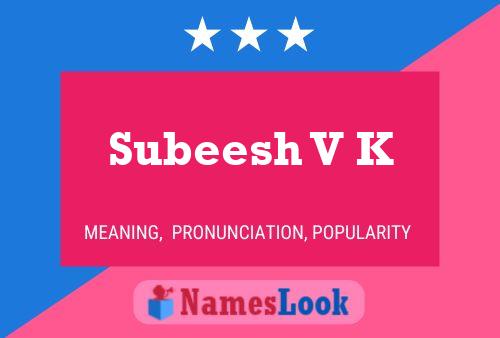 Subeesh V K Name Poster