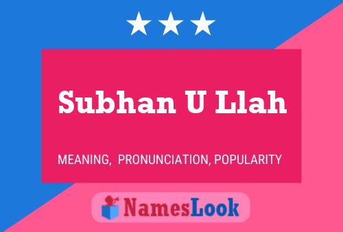 Subhan U Llah Name Poster