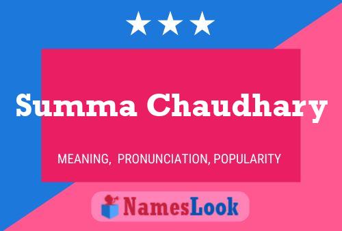 Summa Chaudhary Name Poster