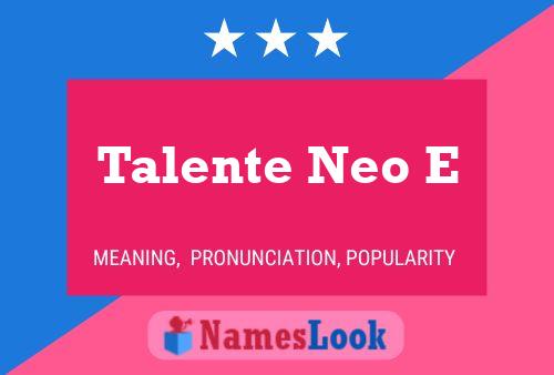 Talente Neo E Name Poster