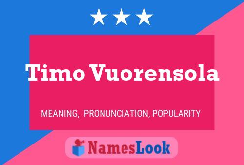 Timo Vuorensola Name Poster