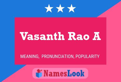 Vasanth Rao A Name Poster