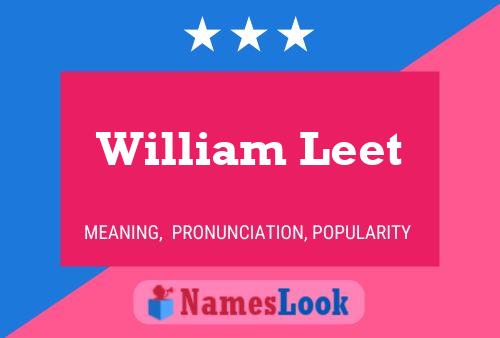 William Leet Name Poster