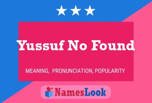 Yussuf No Found Name Poster