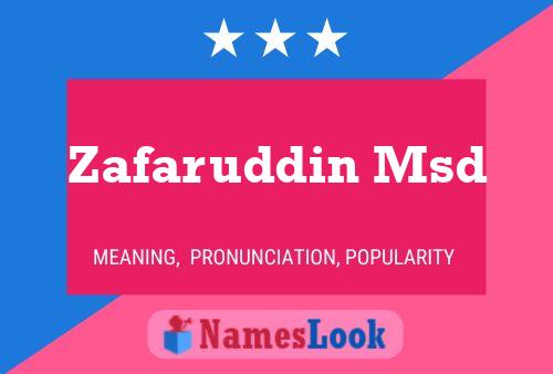 Zafaruddin Msd Name Poster